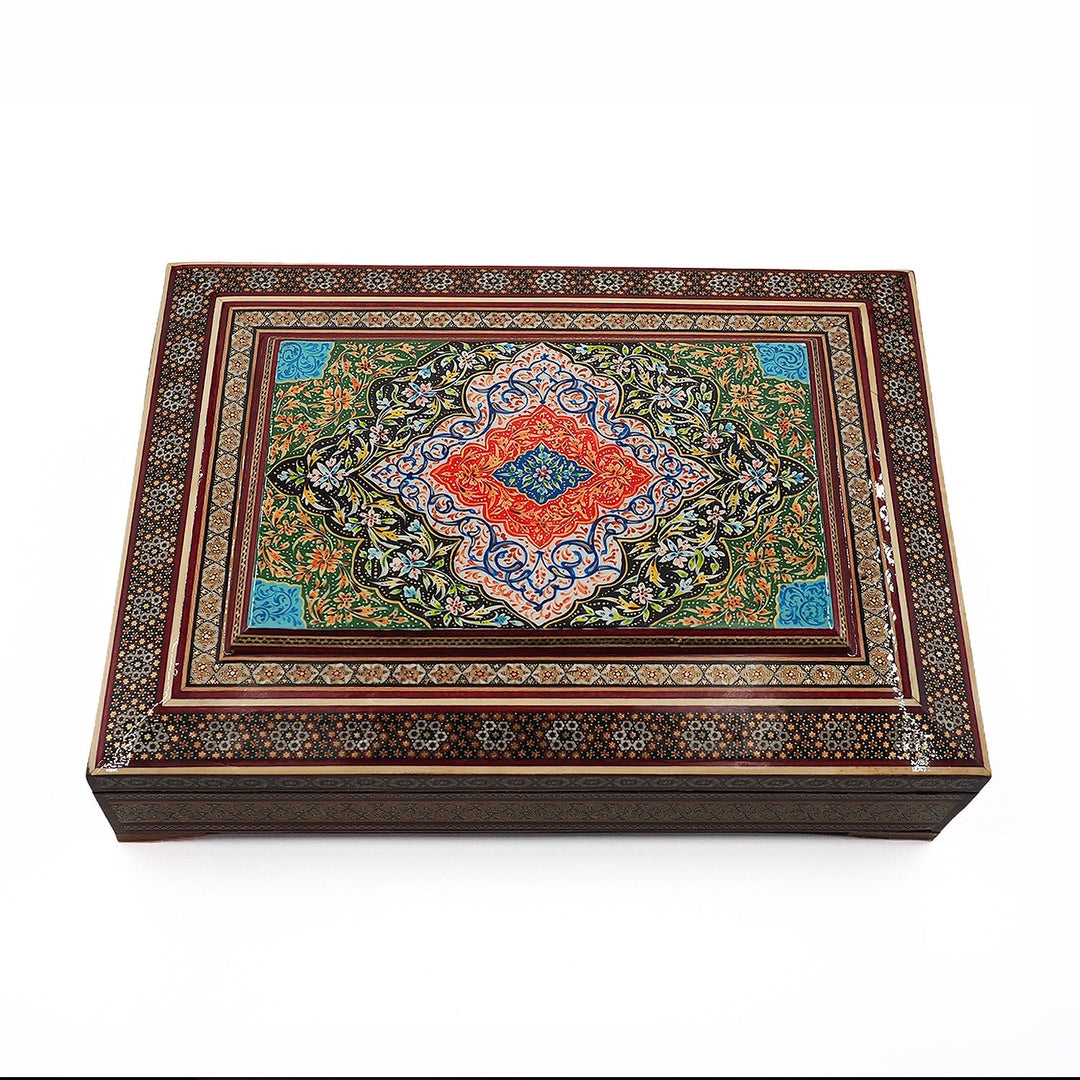 Handcrafted Hatem-Inlaid Wooden Box - WAAH231