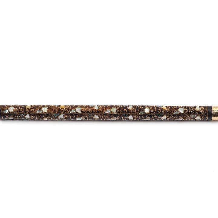 Handcrafted Wooden Walking Cane with Mother-of-Pearl and Copper Wire Inlay, Spherical Handle - WAAH240