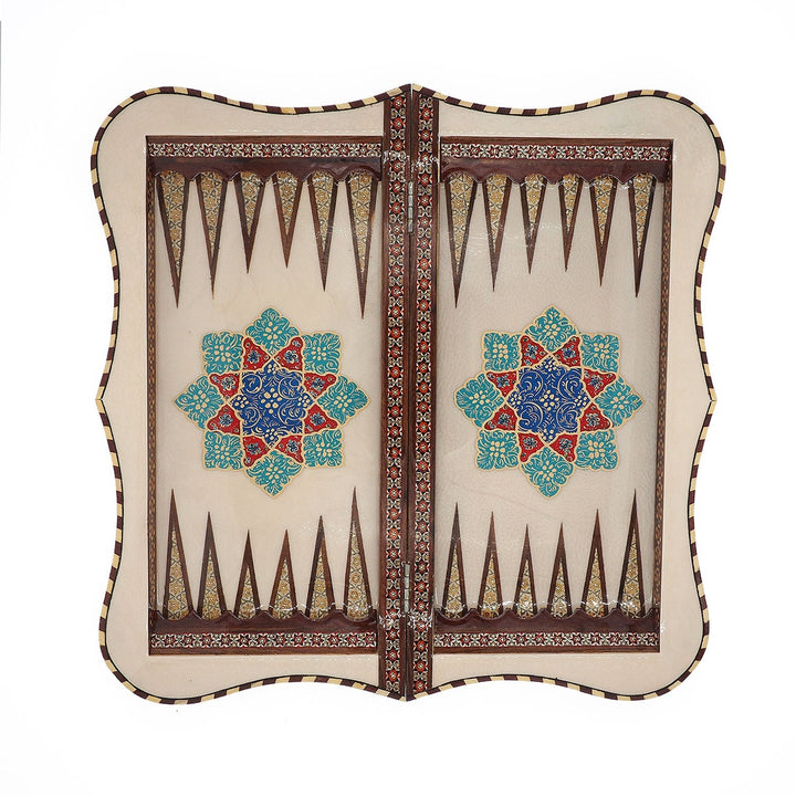 Handcrafted Hatem-Inlaid Wooden Backgammon Set with Carrying Case - WAAH241