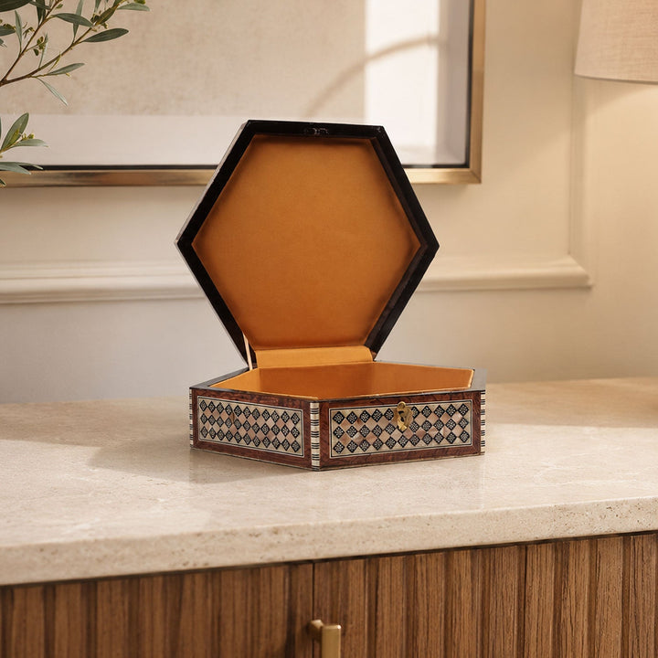 Handcrafted Mother-of-Pearl Inlaid Wooden Box - WAAH244