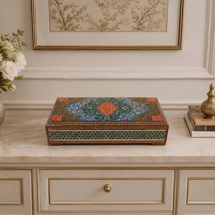 Handcrafted Hatem-Inlaid Wooden Box - WAAH268