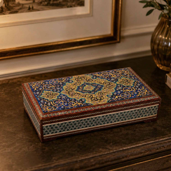Handcrafted Hatem-Inlaid Wooden Box - WAAH269