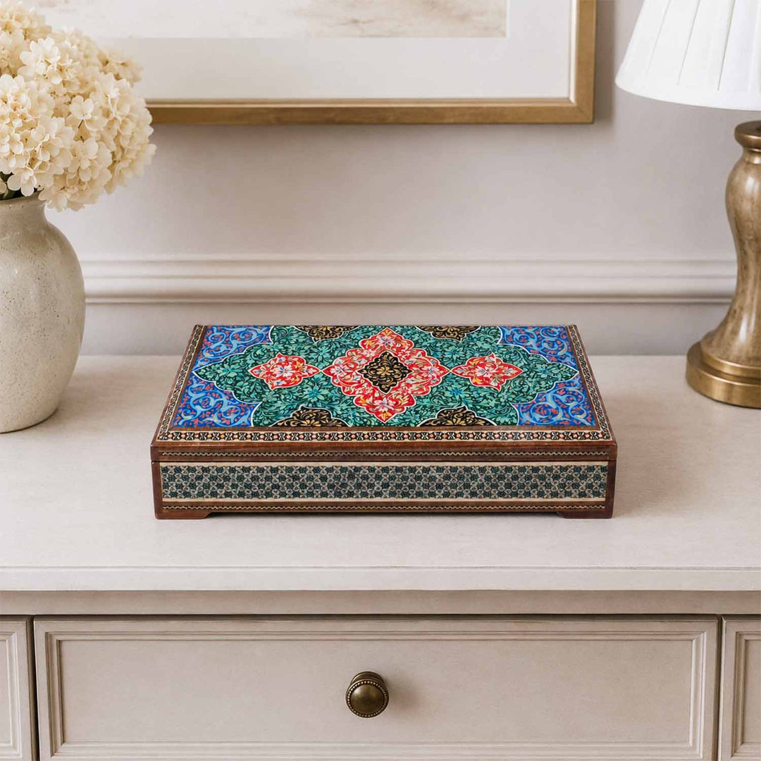 Handcrafted Hatem-Inlaid Wooden Box - WAAH271