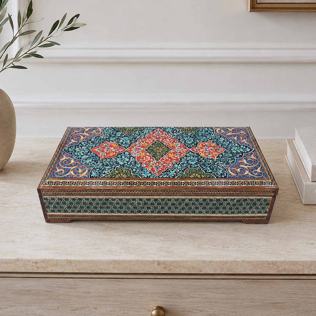 Handcrafted Hatem-Inlaid Wooden Box - WAAH277
