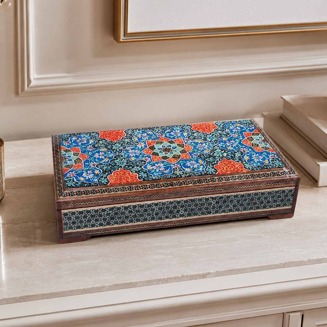 Handcrafted Hatem-Inlaid Wooden Box - WAAH278