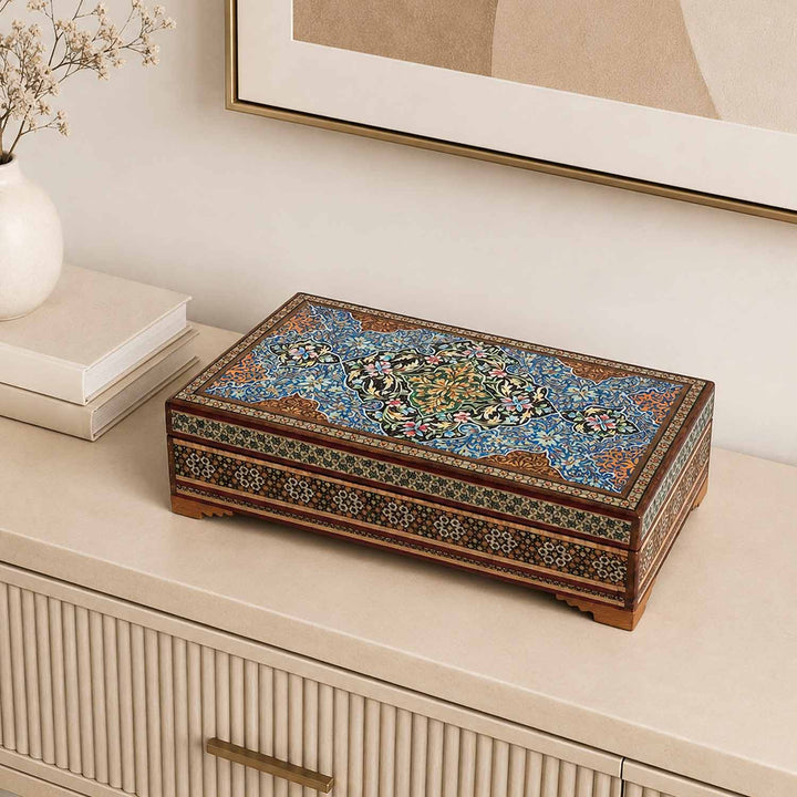 Handcrafted Hatem-Inlaid Wooden Box - WAAH283