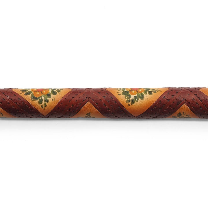 Handcrafted Leather-Covered Wooden Walking Cane - WAAH329