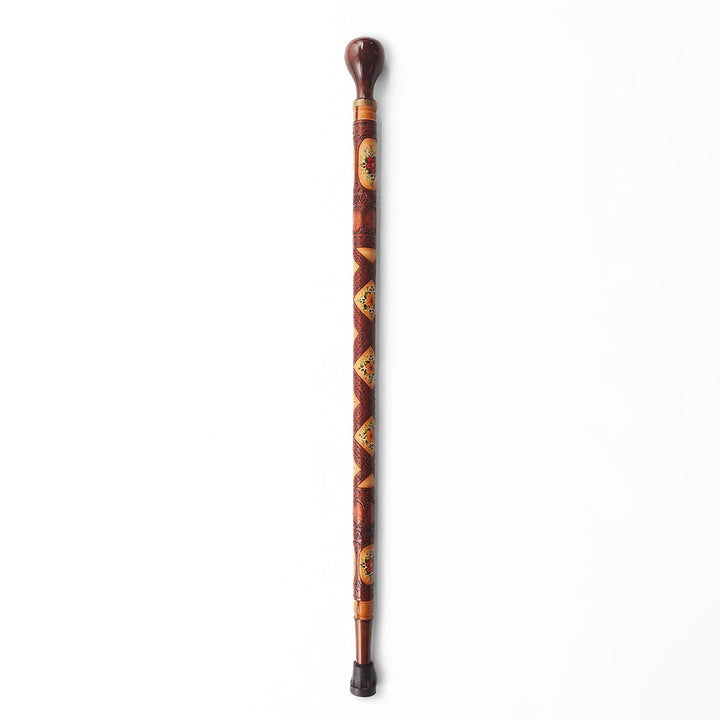 Handcrafted Leather-Covered Wooden Walking Cane - WAAH330