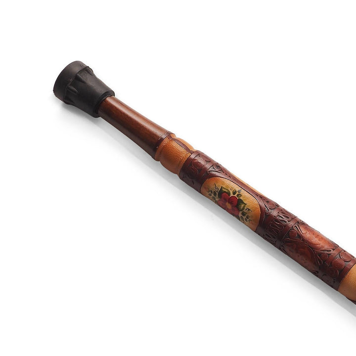 Handcrafted Leather-Covered Wooden Walking Cane - WAAH330