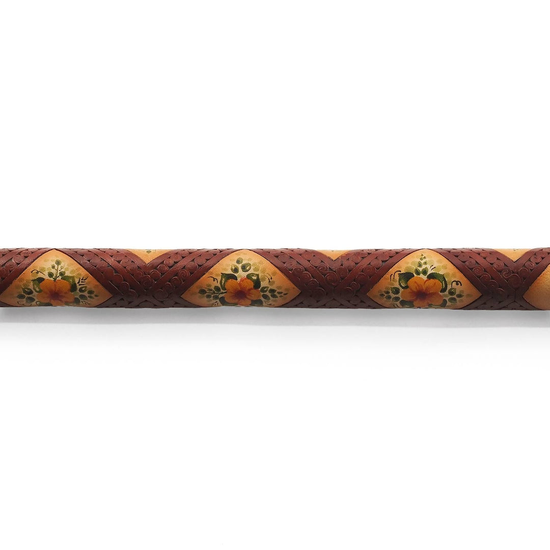 Handcrafted Leather-Covered Wooden Walking Cane - WAAH330