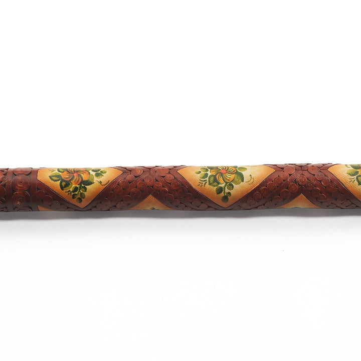Handcrafted Leather-Covered Wooden Walking Cane - WAAH332