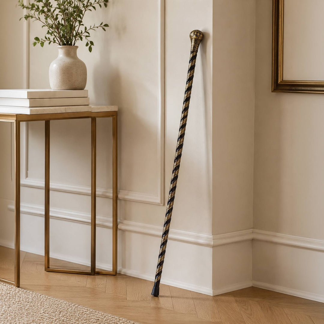Handcrafted Copper-Inlaid Wooden Walking Cane - WAAH335