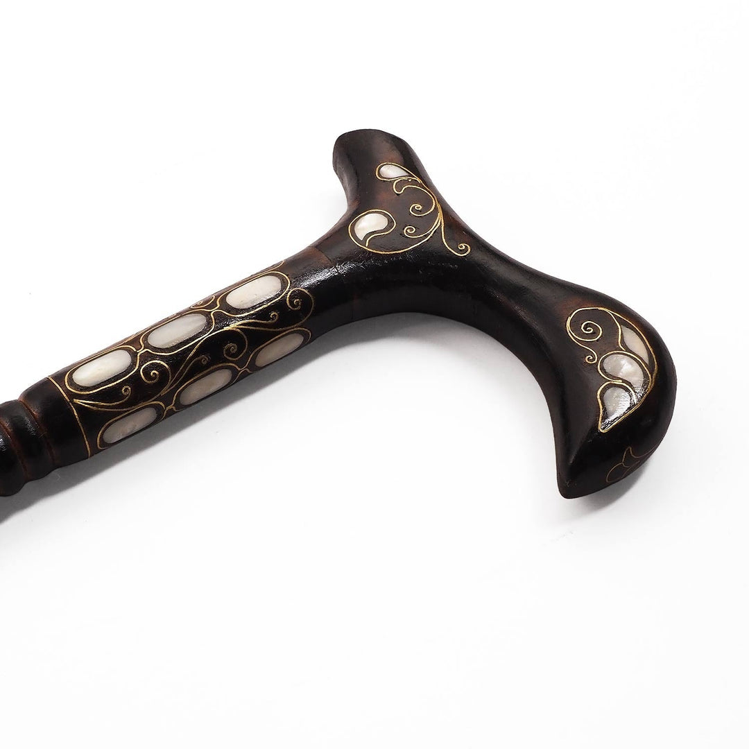 Handcrafted Mother-of-Pearl Inlaid Wooden Walking Cane - WAAH337