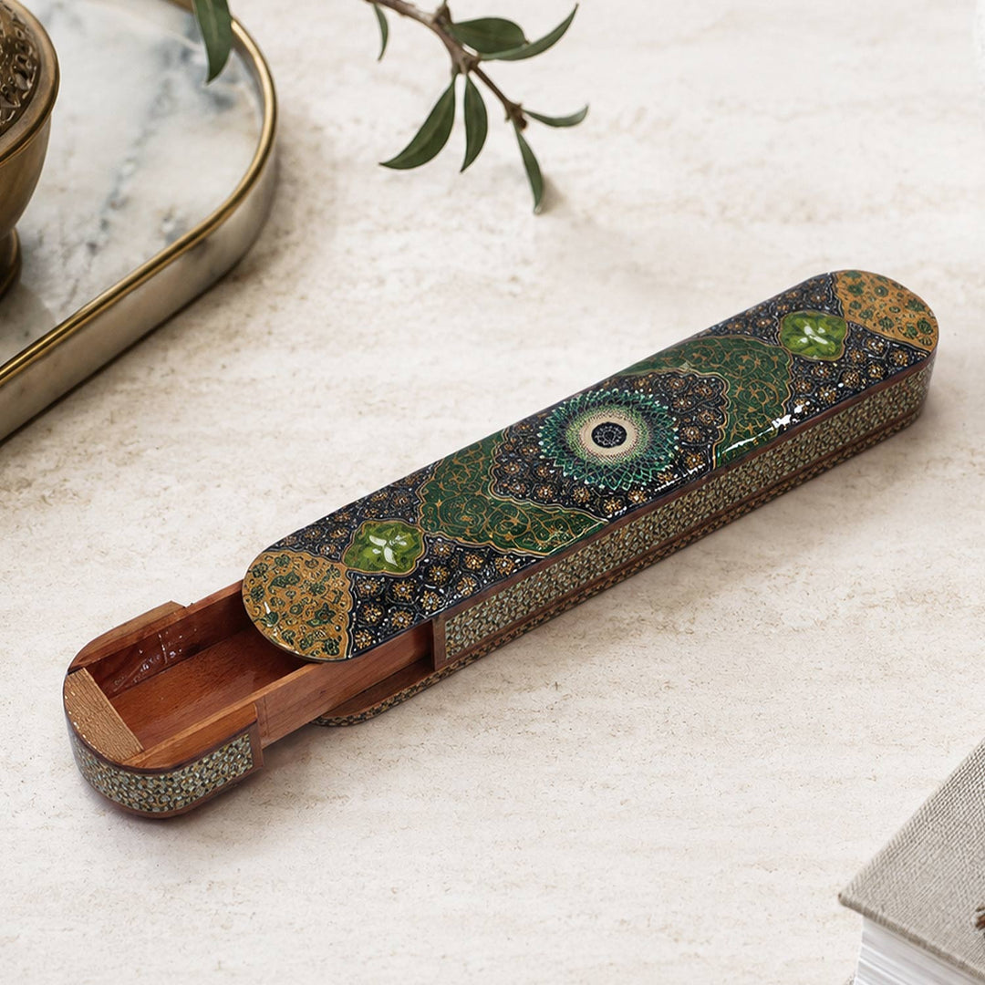 Handcrafted Hatem Inlaid Wooden Decorative Box with Sliding Lid - WAAH358