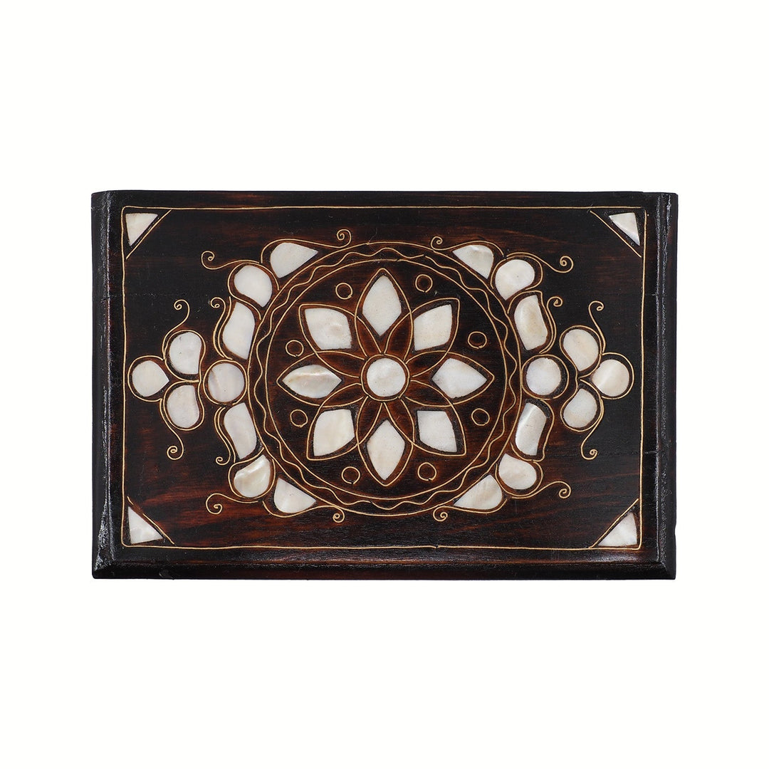 Handcrafted Mother-of-Pearl &amp; Copper Wire Inlaid Wooden Box - WAAH373