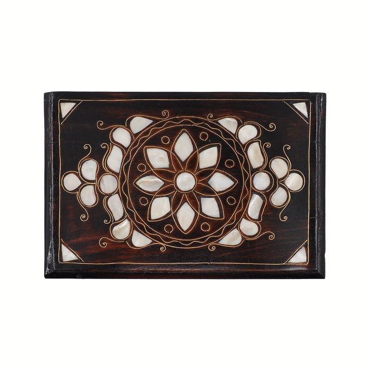 Handcrafted Mother-of-Pearl &amp; Copper Wire Inlaid Wooden Box - WAAH373