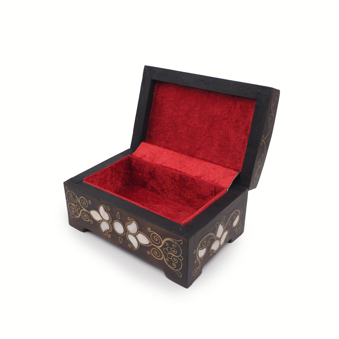 Handcrafted Mother-of-Pearl &amp; Copper Wire Inlaid Wooden Box - WAAH375