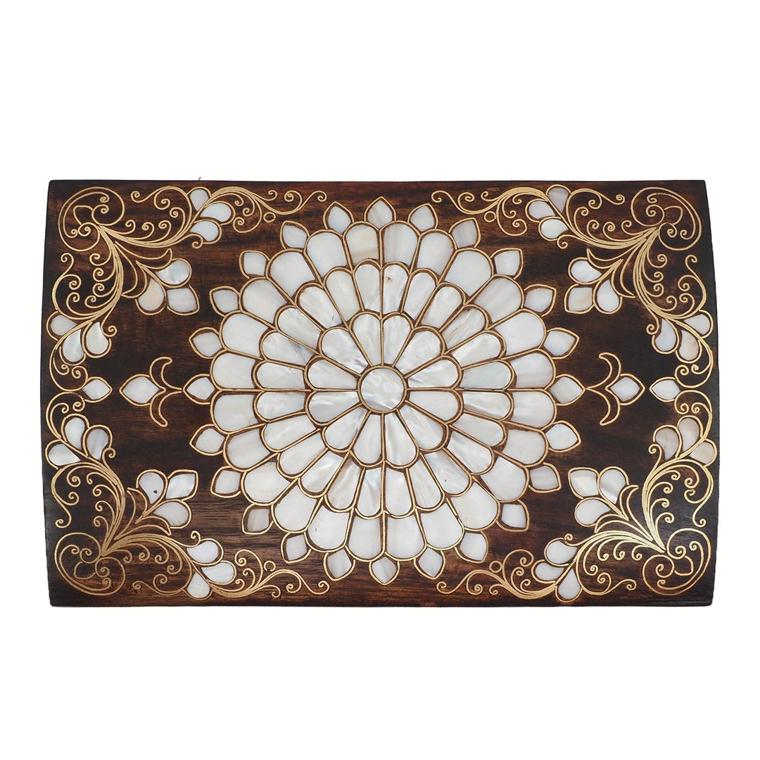 Handcrafted Mother-of-Pearl &amp; Copper Wire Inlaid Wooden Box - WAAH376