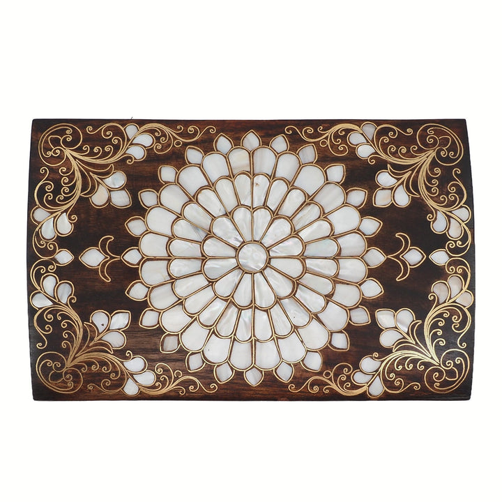 Handcrafted Mother-of-Pearl &amp; Copper Wire Inlaid Wooden Box - WAAH376