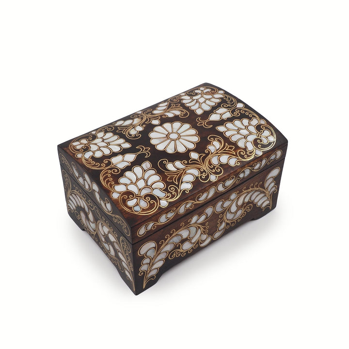 Handcrafted Mother-of-Pearl &amp; Copper Wire Inlaid Wooden Box - WAAH377