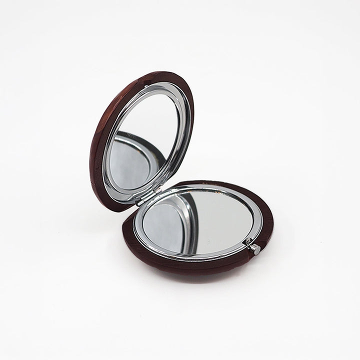 Floral Motif | Handcrafted Mother-of-Pearl &amp; Copper Wire Inlaid Wooden Pocket Mirror – WAAH055 - WAAH383
