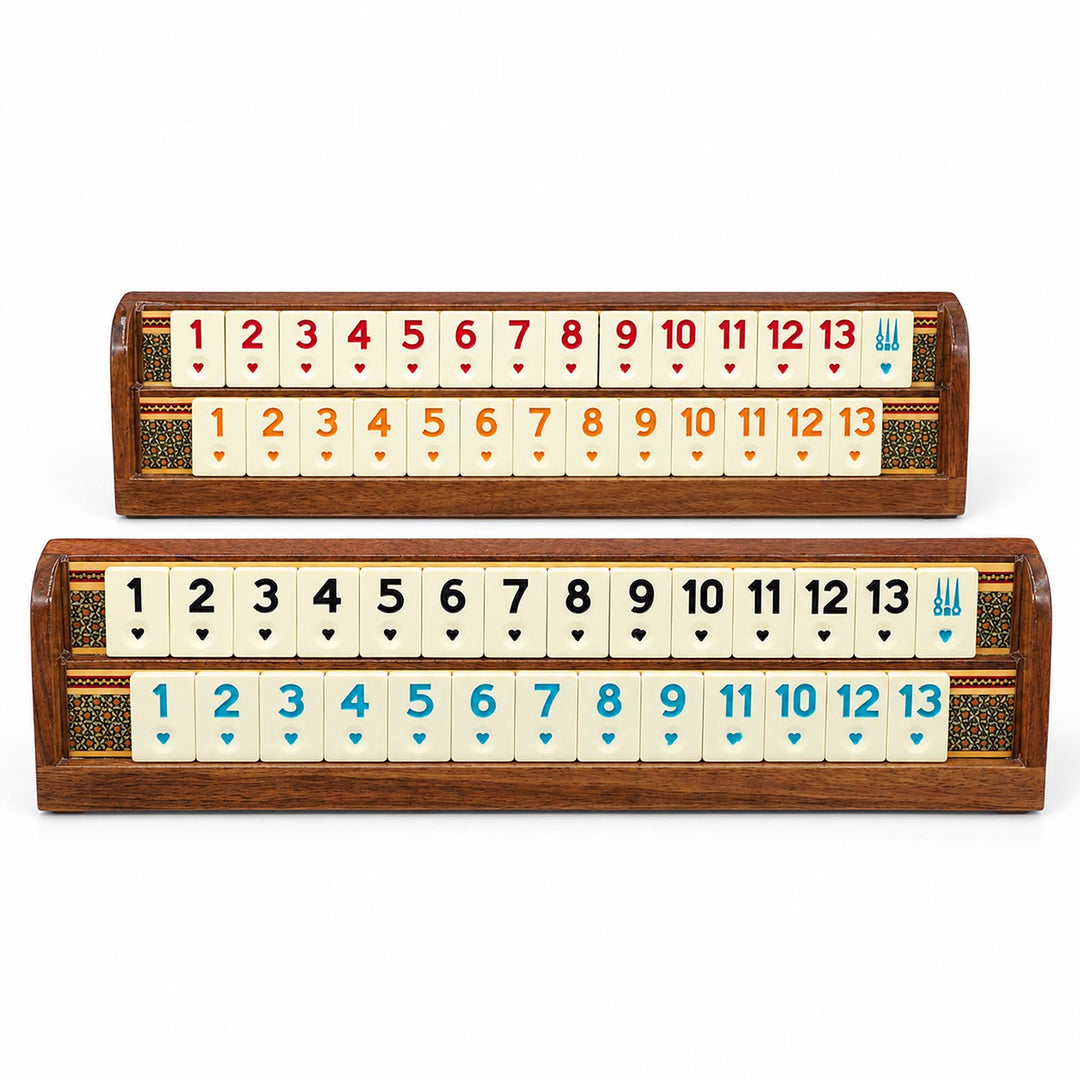 Handcrafted Wooden Okey Set with Hatemkâri Inlay - WAAH385