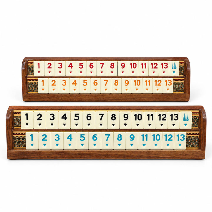 Handcrafted Wooden Okey Set with Hatemkâri Inlay - WAAH385