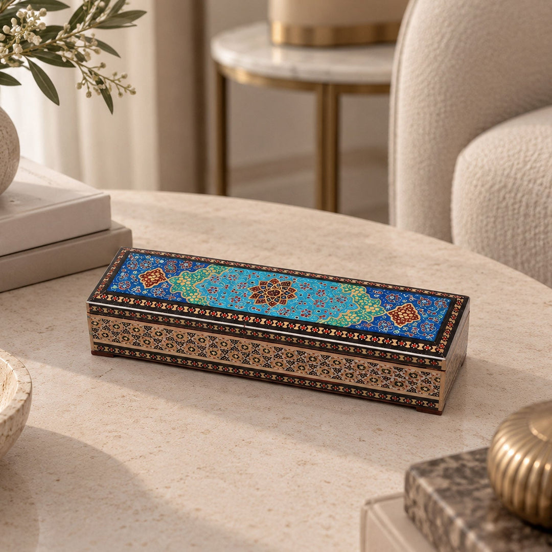 Traditional Motif | Handcrafted Hatem-Inlaid Wooden Box - WAAH388