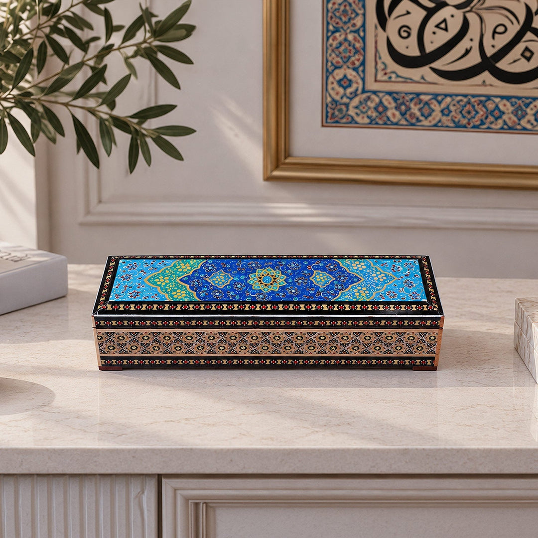Traditional Motif | Handcrafted Hatem-Inlaid Wooden Box - WAAH390