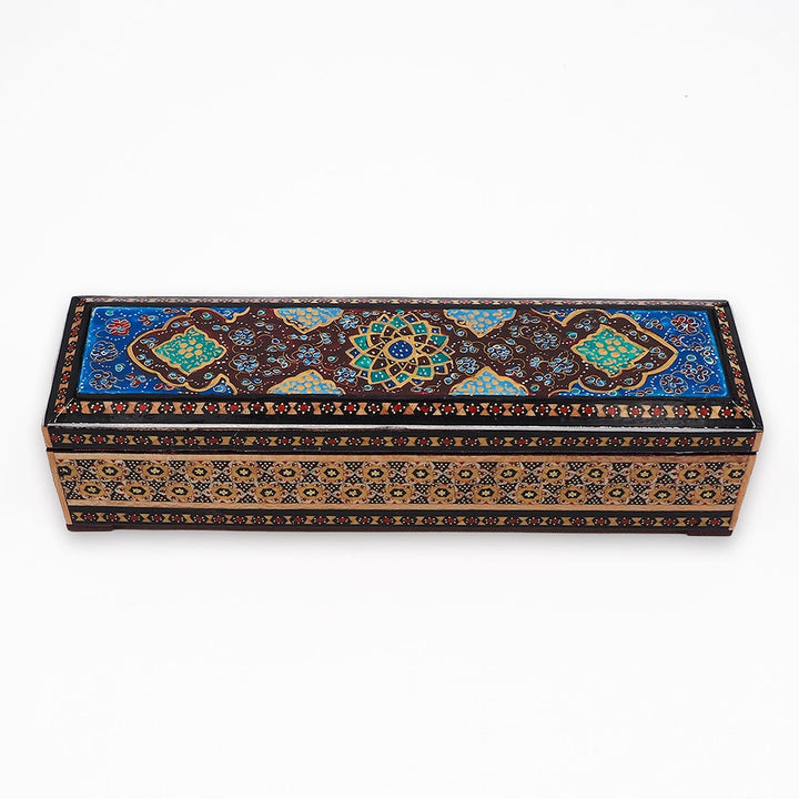 Traditional Motif | Handcrafted Hatem-Inlaid Wooden Box - WAAH392