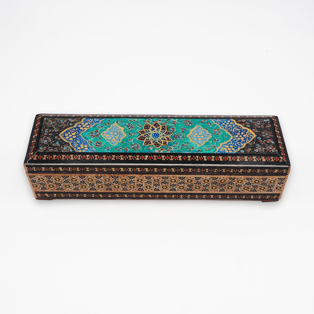 Traditional Motif | Handcrafted Hatem-Inlaid Wooden Box - WAAH394