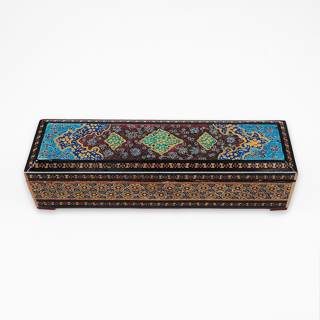 Traditional Motif | Handcrafted Hatem-Inlaid Wooden Box - WAAH395