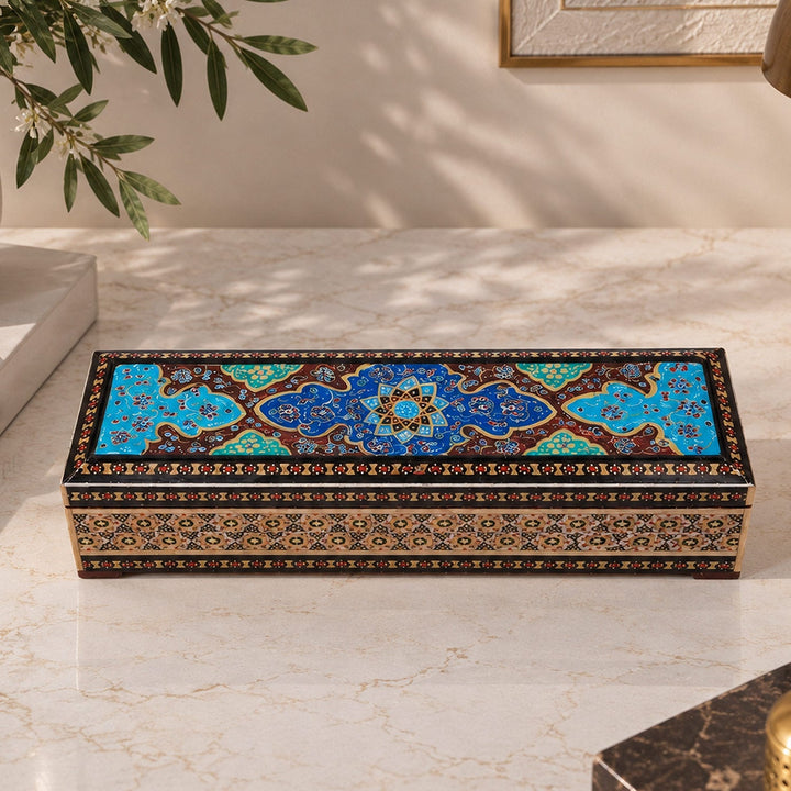 Traditional Motif | Handcrafted Hatem-Inlaid Wooden Box - WAAH397