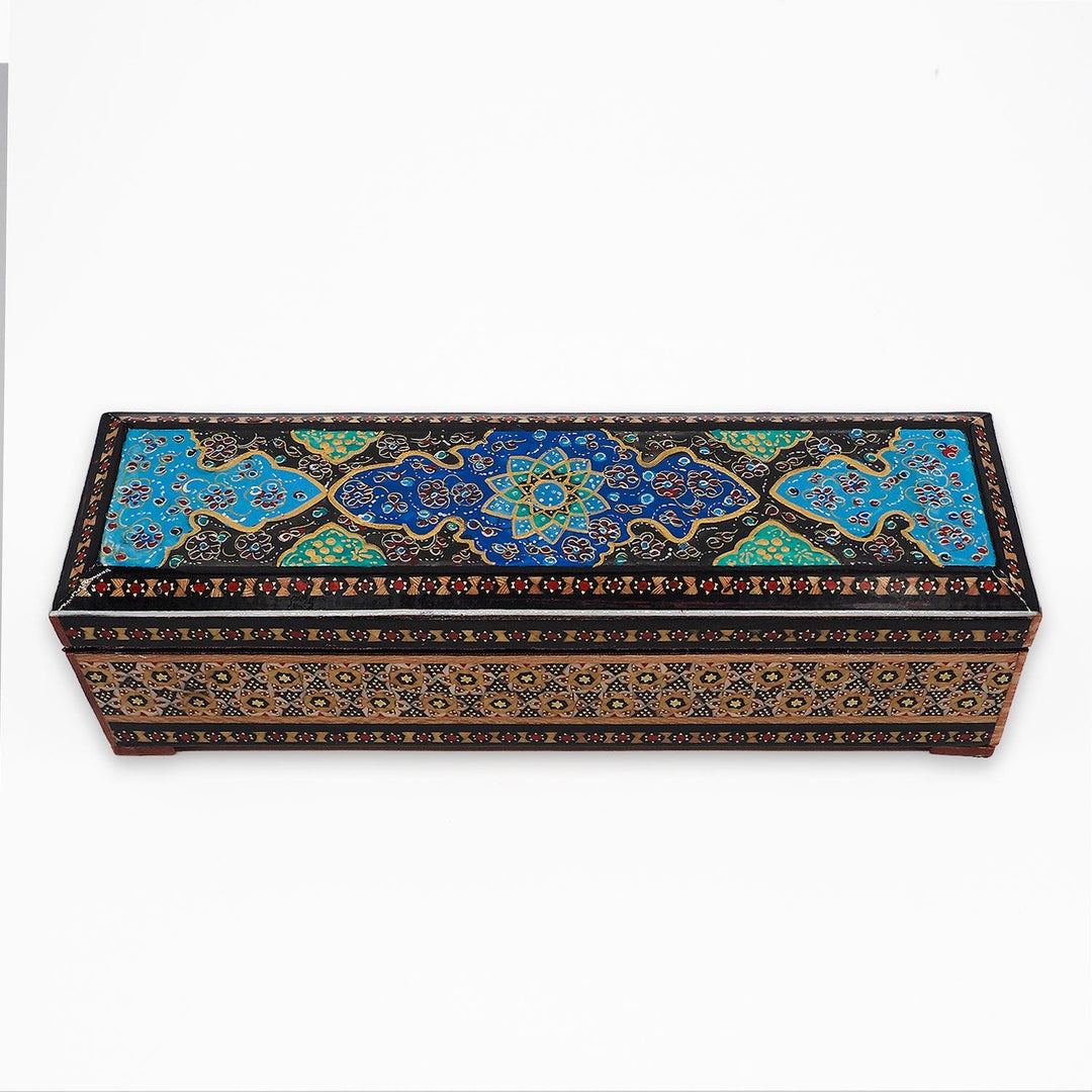 Traditional Motif | Handcrafted Hatem-Inlaid Wooden Box - WAAH399