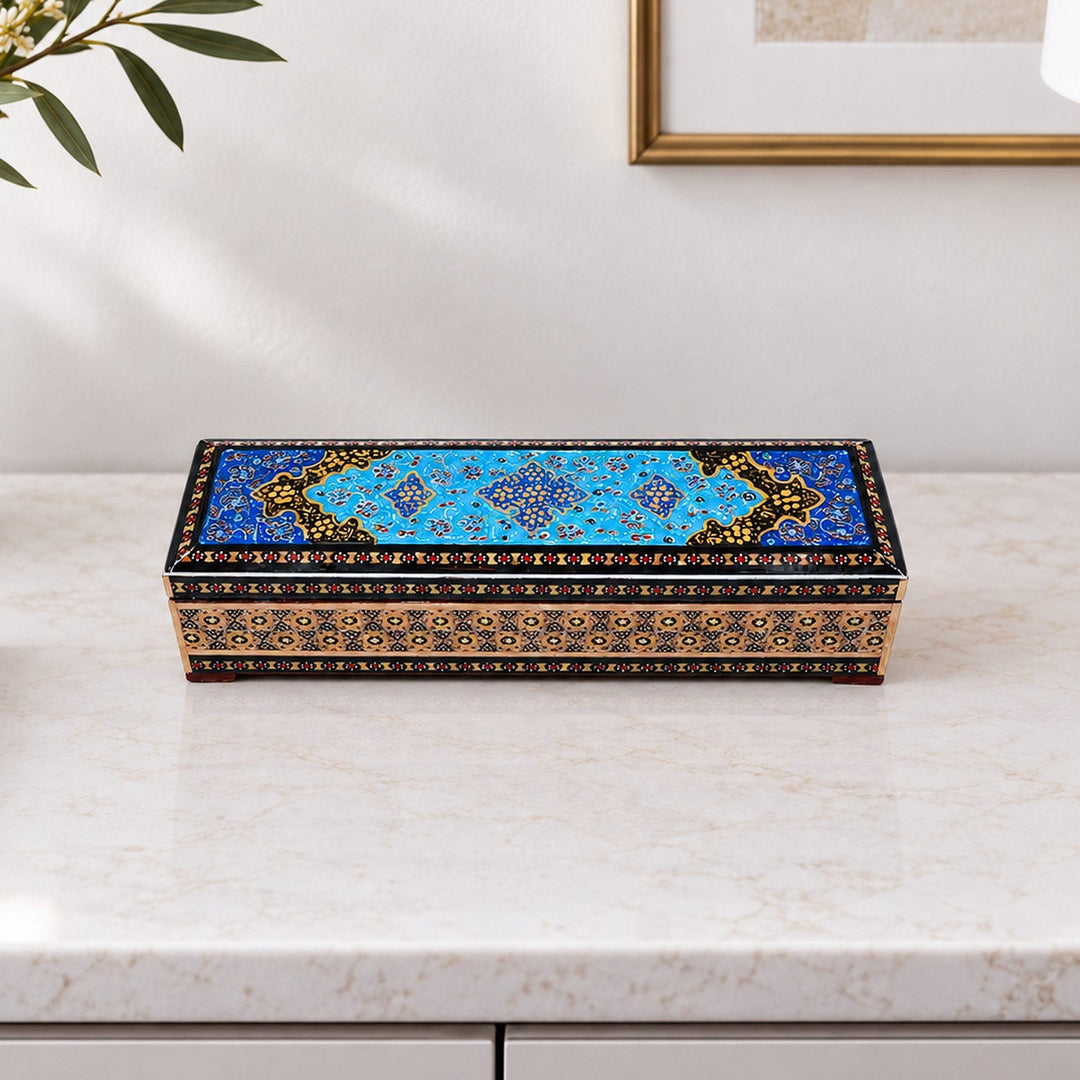 Traditional Motif | Handcrafted Hatem-Inlaid Wooden Box - WAAH400