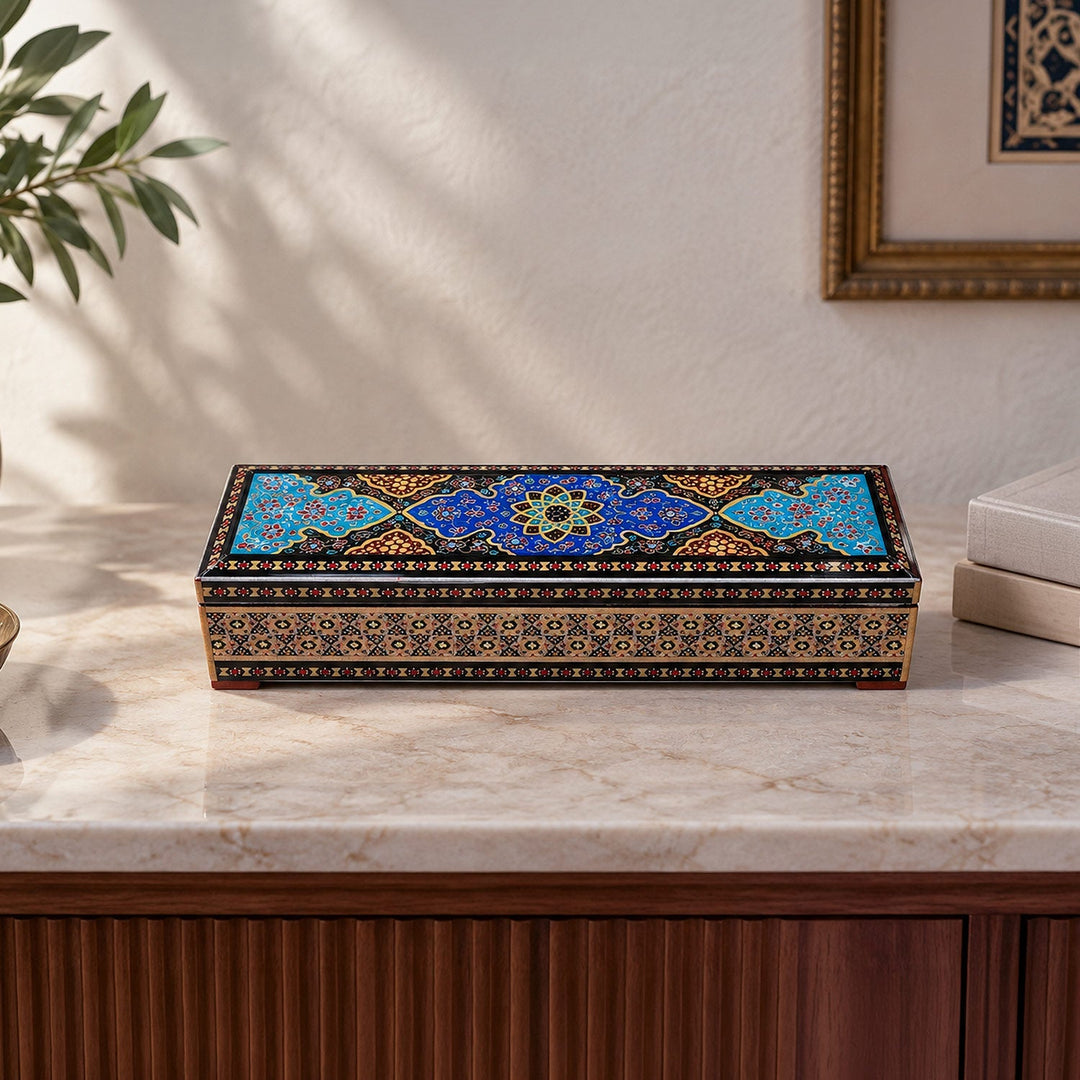 Traditional Motif | Handcrafted Hatem-Inlaid Wooden Box - WAAH401