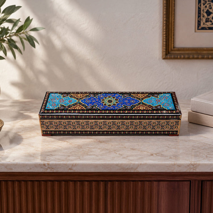 Traditional Motif | Handcrafted Hatem-Inlaid Wooden Box - WAAH401