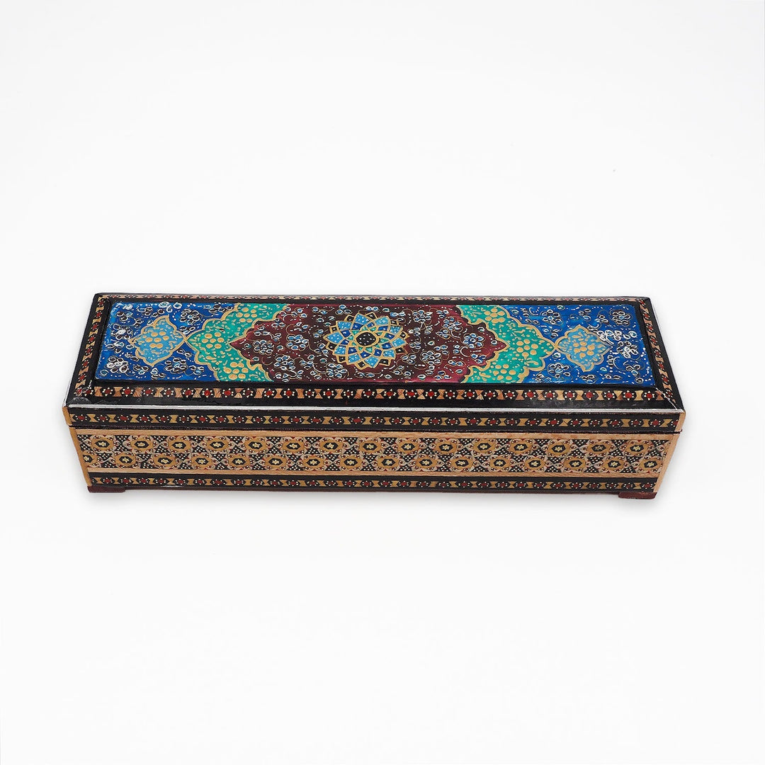 Traditional Motif | Handcrafted Hatem-Inlaid Wooden Box - WAAH403