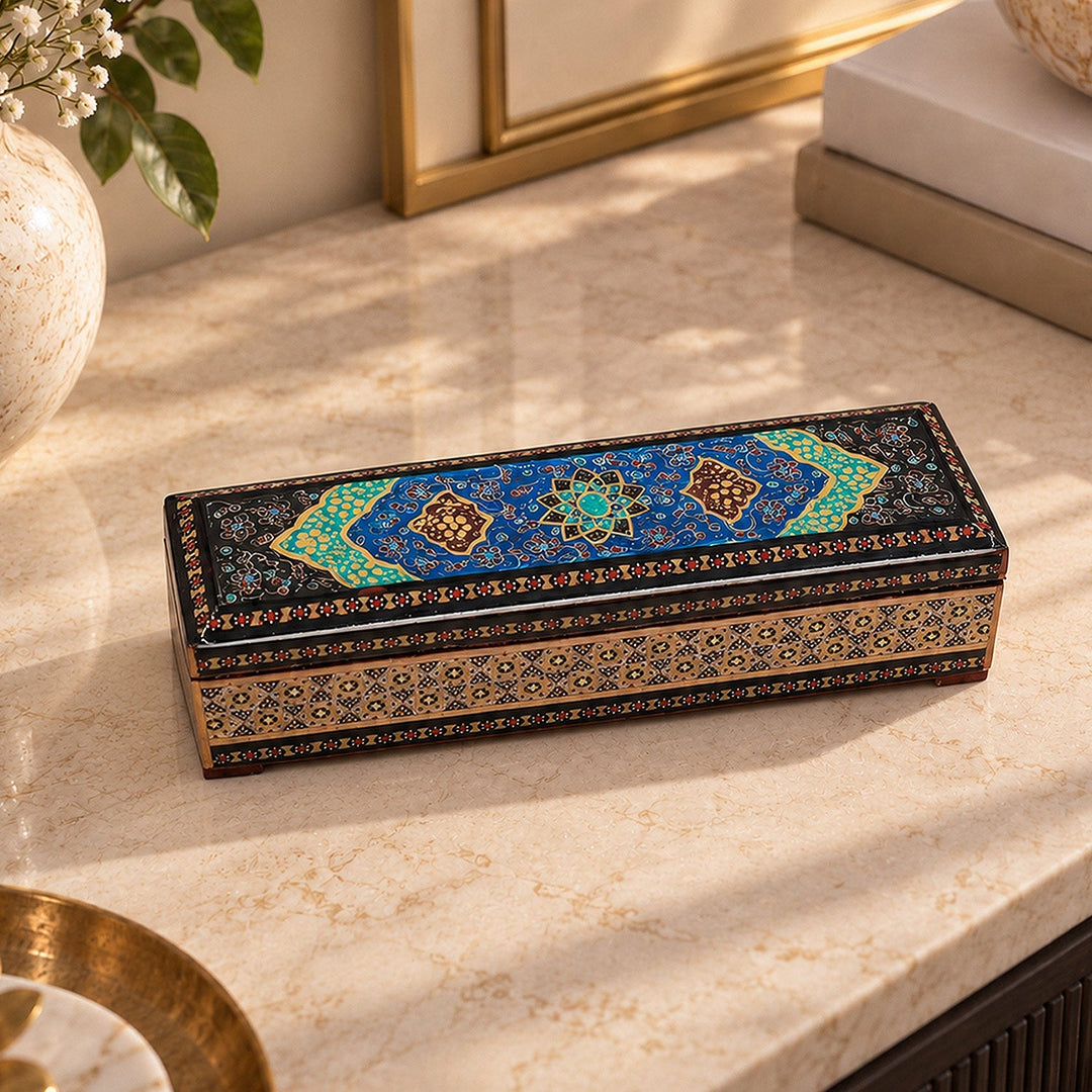 Traditional Motif | Handcrafted Hatem-Inlaid Wooden Box - WAAH406