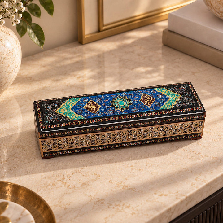 Traditional Motif | Handcrafted Hatem-Inlaid Wooden Box - WAAH406