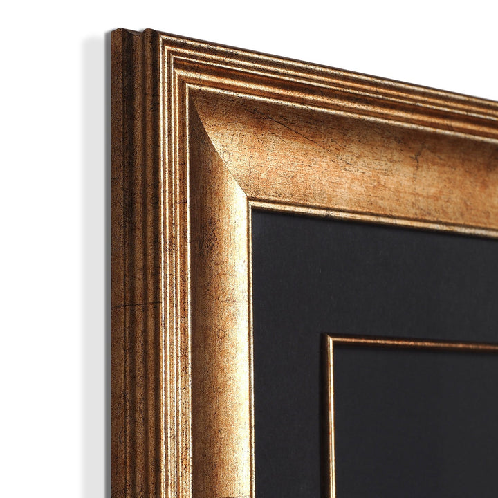 Gold Leaf Glass Wall Art with “Hasbunallahu wa Ni’mal Wakeel” and Wooden Frame - WAAH467