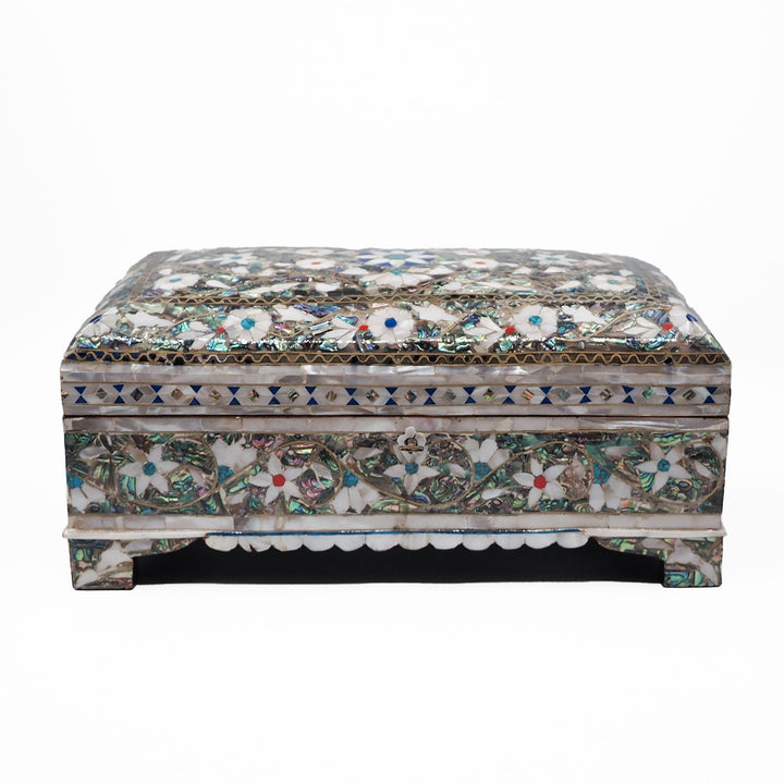 Handcrafted Wooden Box with Abalone Mother-of-Pearl Inlay - WAAH475