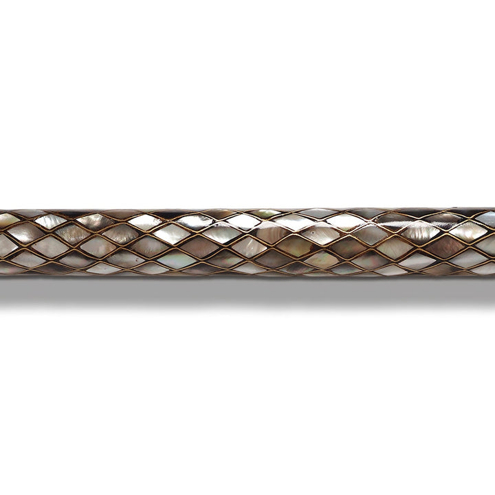 Handcrafted Wooden Walking Cane with Mother-of-Pearl and Copper Wire Inlay - WAAH478