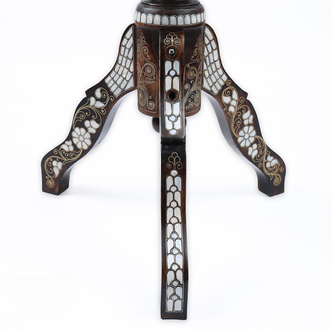 Handmade Mother-of-Pearl Mosaic and Abalone Inlaid Filigree Wooden Side Table - WAAH482