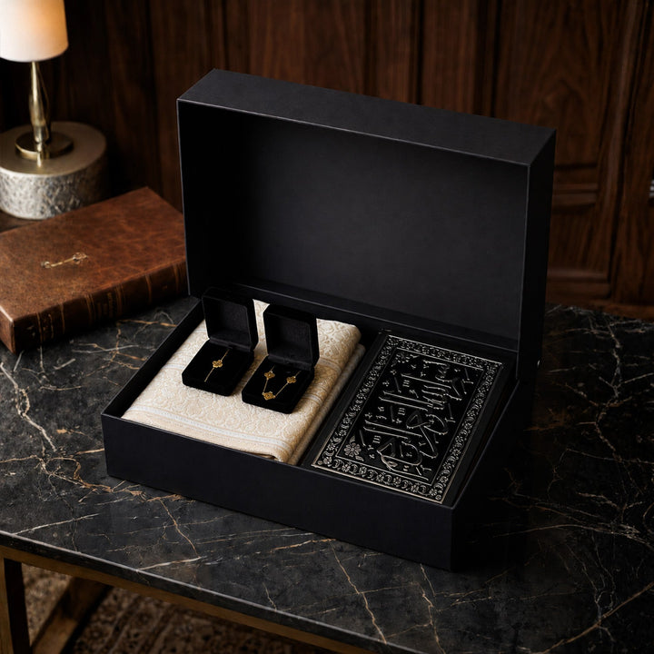 Special Gift Set (Prayer Rug, Quran, Silver Necklace and Bracelet) - WABOX002