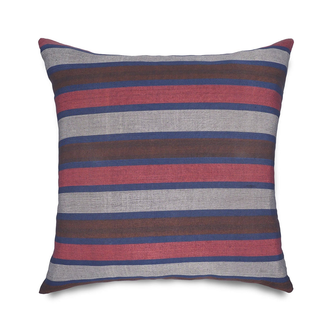 Grey &amp; Blue Striped Silk Kutnu Square Cushion Cover – WAK005