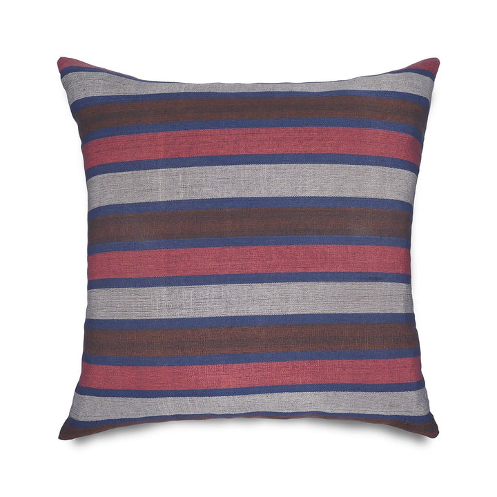 Grey &amp; Blue Striped Silk Kutnu Square Cushion Cover – WAK005