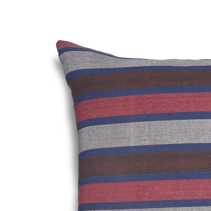 Grey &amp; Blue Striped Silk Kutnu Square Cushion Cover – WAK005