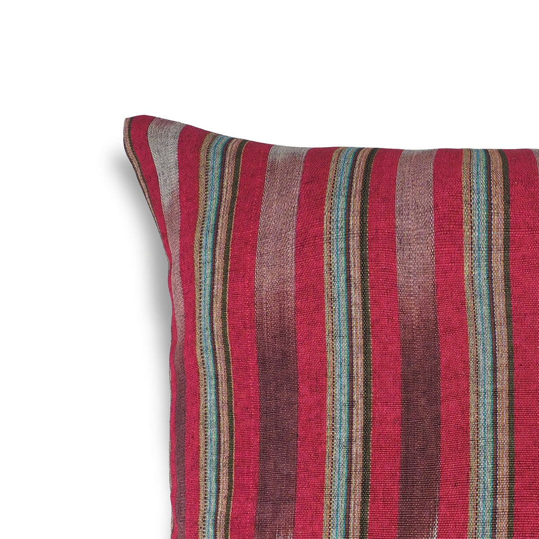 Fuchsia &amp; Purple Striped Silk Kutnu Square Cushion Cover – WAK001