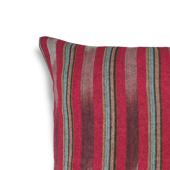 Fuchsia &amp; Purple Striped Silk Kutnu Square Cushion Cover – WAK001